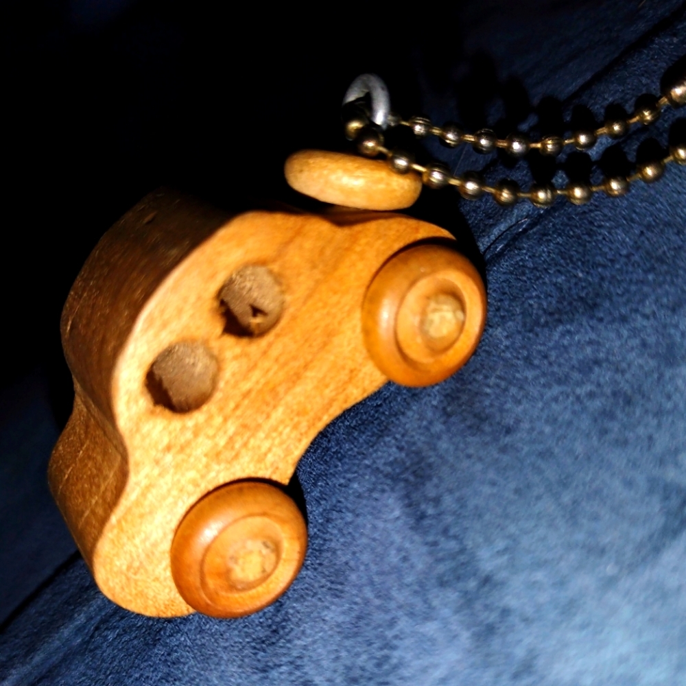 Small one inch wood keychain